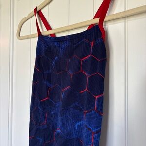 Speedo Blue & Red Hexagon competitive Swimsuit 6/32